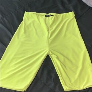 PrettyLittleThing Neon Green Biker Shorts